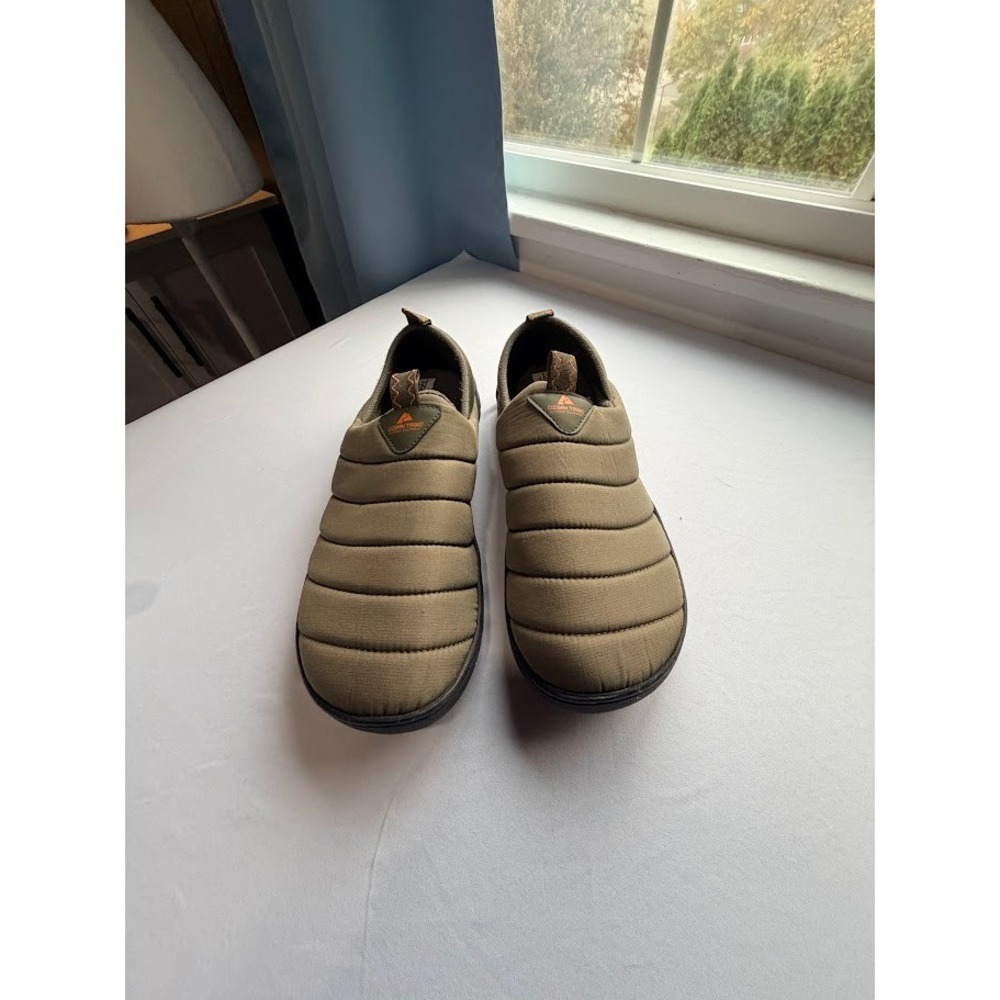 Ozark Trail Mens Size 12 Olive Green Quilted Puffer Slip On Outdoor Slippers